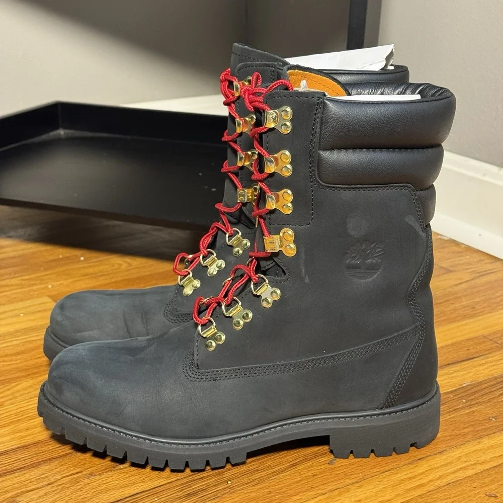 Timberland 40 Below Super Boot Black Gold Red Nubuck Vibram Men 10 A2GDK